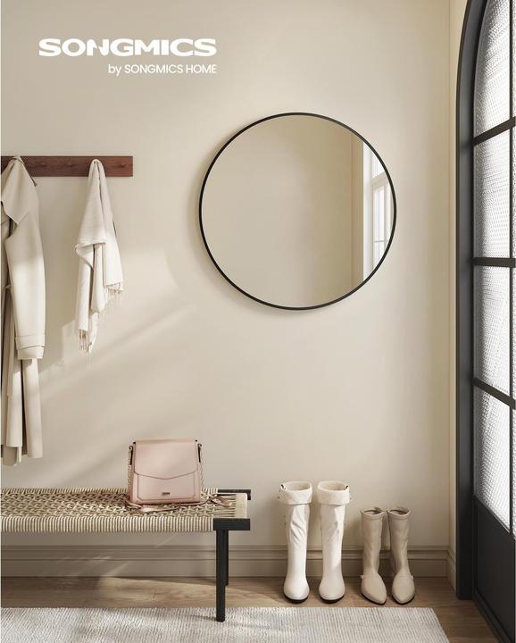Produktbild Songmics Spiegel Ø 61 cm, Schwarz (61 x 61 x 3.6 cm)