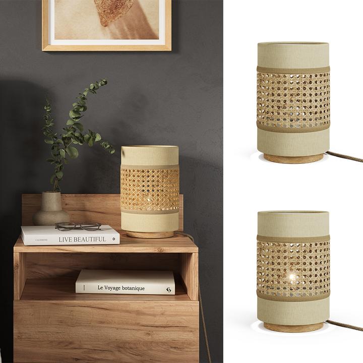 Actual product image Vicco Table lamp Morten, Rattan/cream, 17.5 x 26.5 cm (E27)