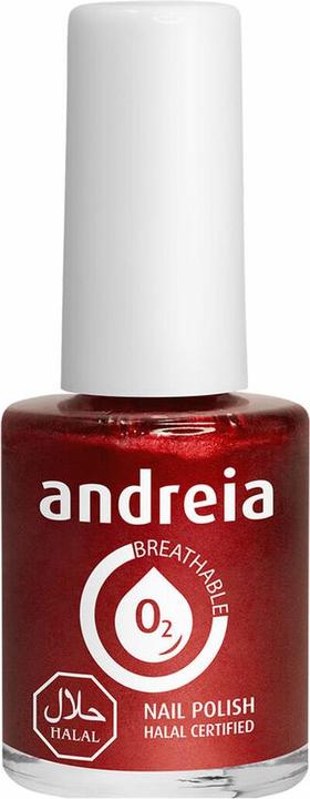 Produktbild Andreia Halal Atmungsaktiver Nagellack Wasserdurchlässig Rot Glänzend Vegan und Cruelty-Frei 10.5ml (B12 Rot, Gel-Effekt Nagellack)