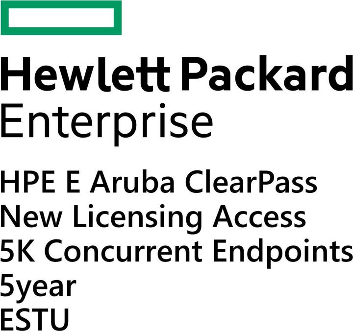 Actual product image HPE E Aruba ClearPass, New Licensing, Access, 5K Concurrent Endpoints 5yr, E-STU (1 Devices)