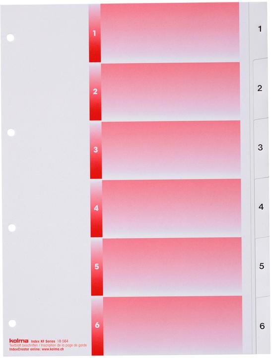 Kolma Intercalaire A4 strong 1-6 6 pièces blanc