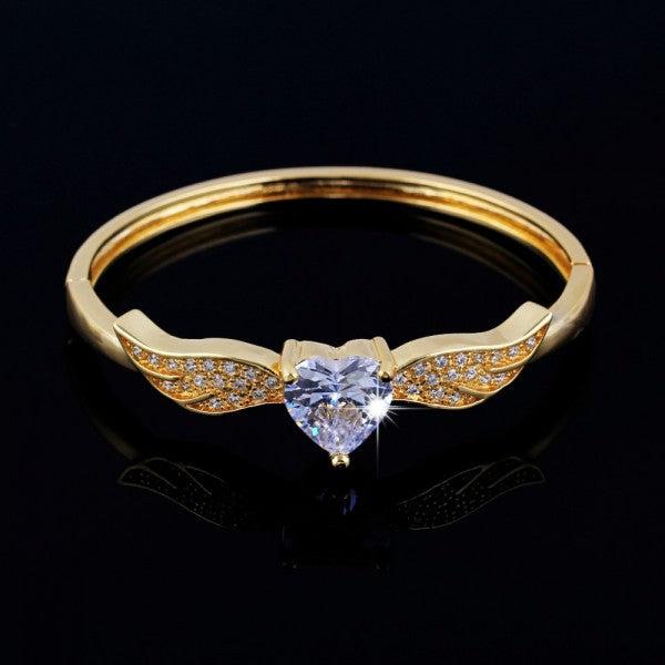 Hermex LUXUS Gold veredelt Armreifen Armband Charms Zirkonia - Gold (5.50 cm, Kupfer-Nickellegierung)
