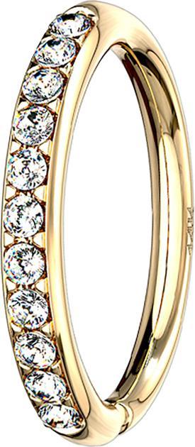 Star Piercing Micro Piercing Ring 14k gold seitlich Kristalle silber (14k Gold, ohne Messing)