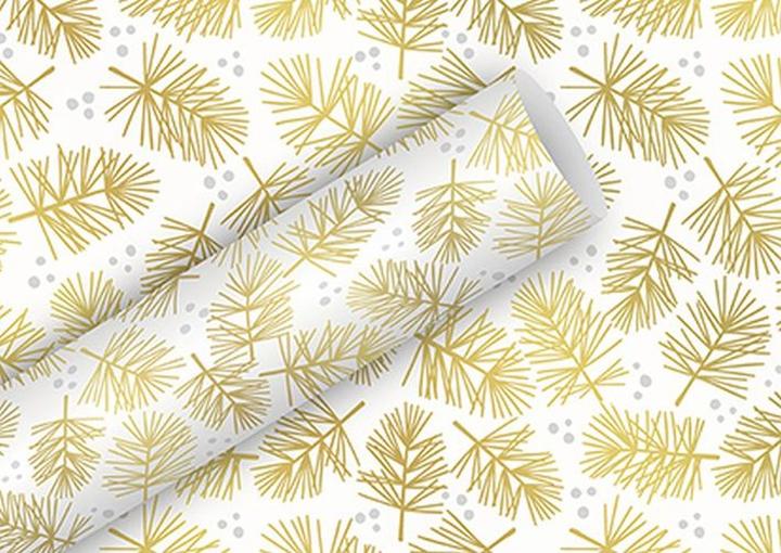 Produktbild Braun + Company Geschenkpapier-Rolle Weihnachtszweige weiss-gold (Geschenkpapier)