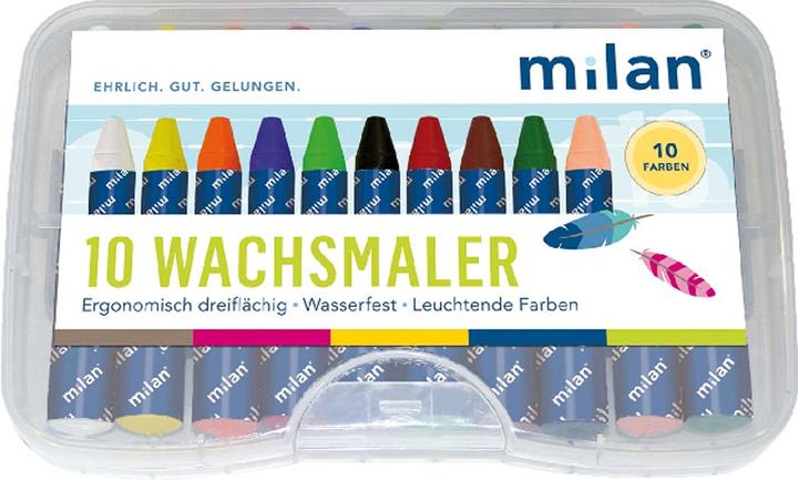 Wax crayon, box of 10, waterproof (10 x)