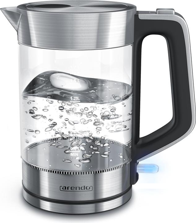 Produktbild Arendo Wasserkocher 1,7 l, 2200 W, Edelstahl & Glas, Cool-Touch-Griff, Überhitzungs- & Trockengehschutz (1.70 l)