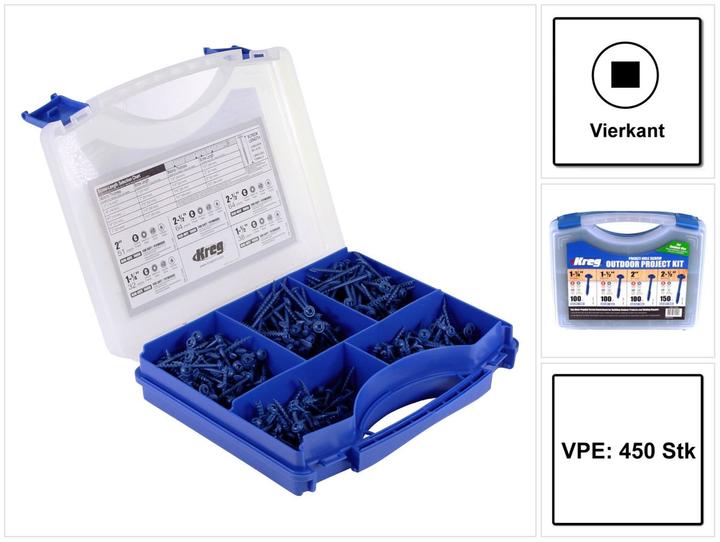Produktbild Kreg SK03B Pocket-Hole Schrauben Sortiment 450 tlg. Vierkantantrieb Grobgewinde (1 Schrauben pro Stück)