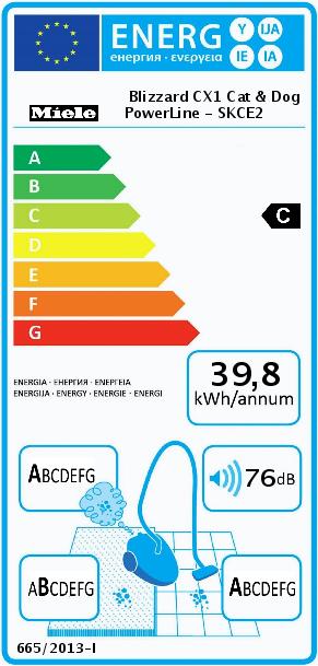 Energie-Label Miele Blizzard CX1 Cat & Dog PowerLine