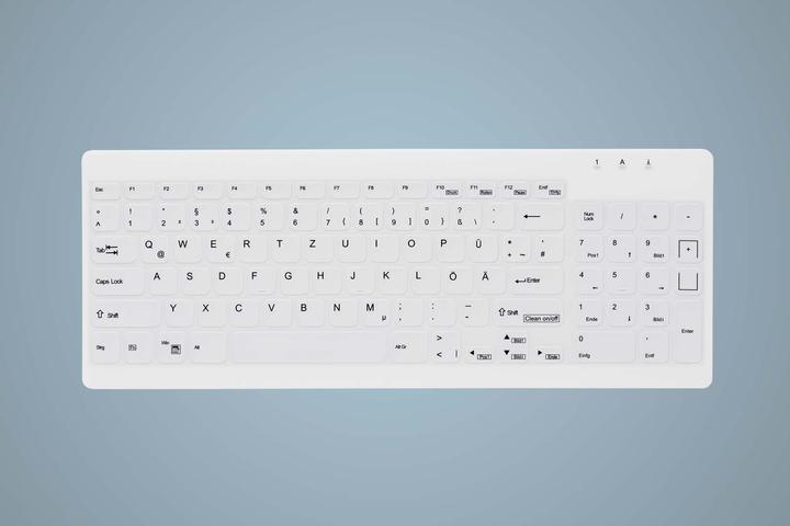 Active Key Clavier compact hygiénique Ultraflat avec NumPad entièrement étanche USB blanc MAC (DE, Filaire)