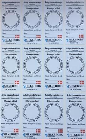 Actual product image Silkeborg STIGE stickers without year, for overhaul, sheet with 12 stickers