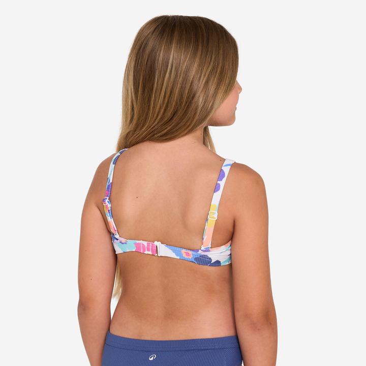 Image du produit Olaian Haut de maillot de bain brassière fleuri réglable Fille - 500 Nora blanc
