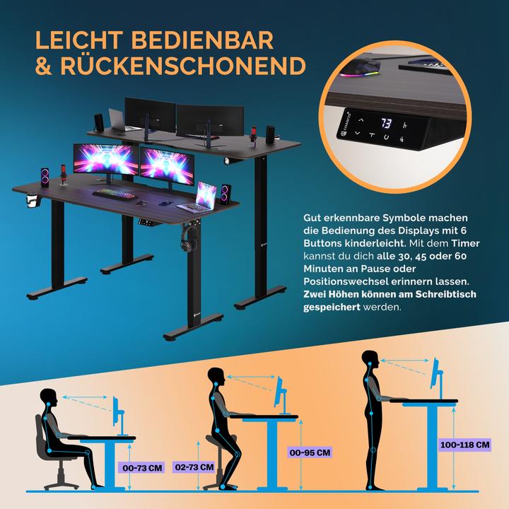 Produktbild Casaria Höhenverstellbarer Schreibtisch (140 x 60 x 118 cm)