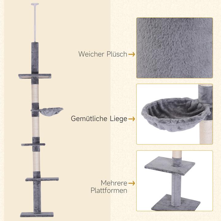 Image du produit PawHut Arbre à chat réglable en hauteur (260 cm, Dgrey)