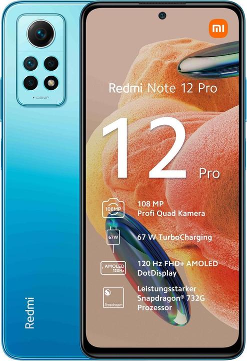 Actual product image Xiaomi Redmi Note 12 Pro 4G (256 GB, Glacier Blue, 6.67", Dual SIM, 108 Mpx, 4G)