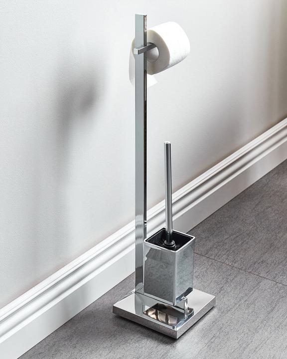 Produktbild Beliani Toilettenpapierständer mit Bürste silber Stahl ULAPES