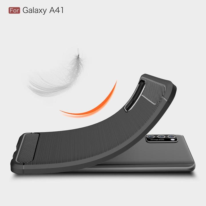 Produktbild König Design Hülle Handy Schutz für Samsung Galaxy A41 Case Cover Bumper Carbon Optik Blau (Samsung Galaxy A41)