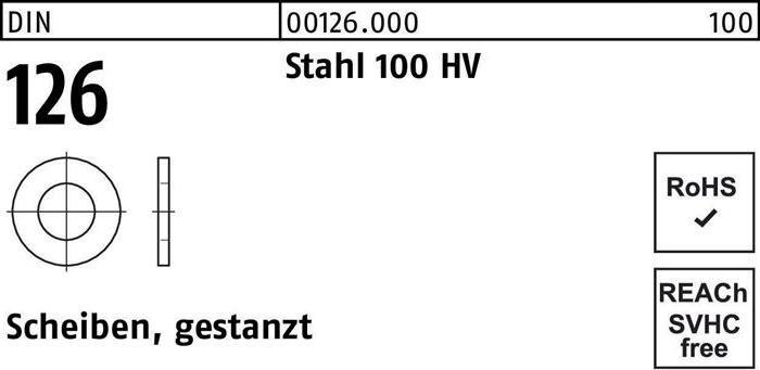 Produktbild Unterlegscheibe DIN 126 6,6 x 12 x1,6 Stahl 100 HV gestanzt