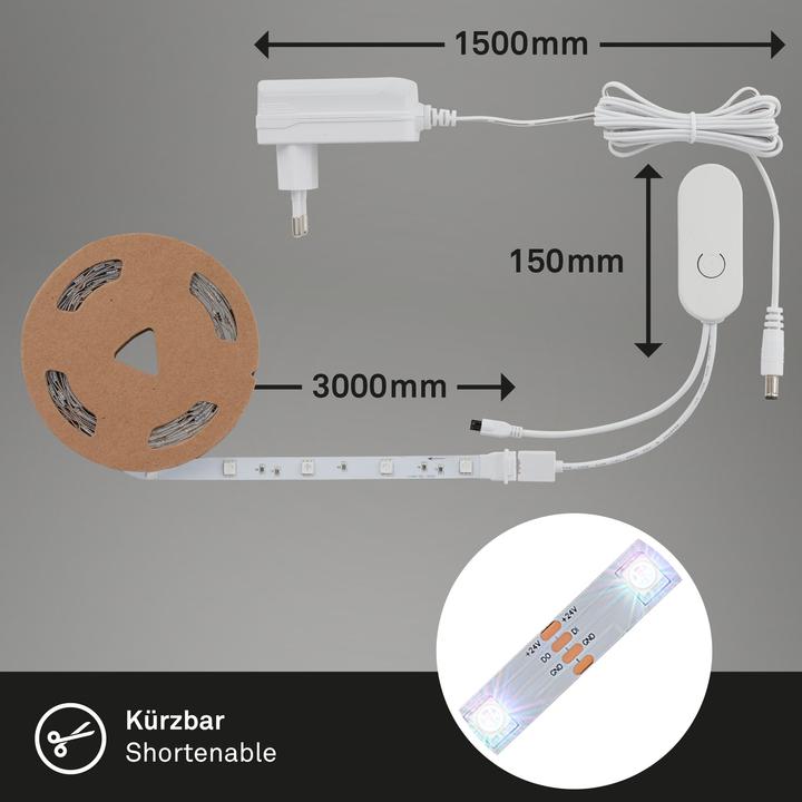 Image du produit Briloner WiFi + Bluetooth Magic RGB-LED Flexband, 5m, capteur de musique inclus (RGBIC, 500 cm, Intérieur)