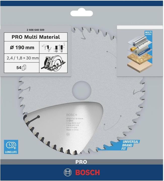 Immagine prodotto Bosch Professional Zubehör Lama circolare PRO Multi Material, 190 x 2,4 x 30 mm
