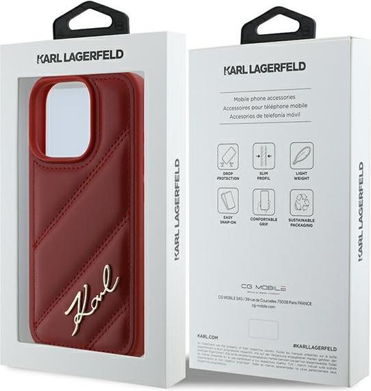 Image du produit Karl Lagerfeld KLHCP16LPQDSMGR iPhone 16 Pro 6.3" czerwony/red hardcase Quilted Signature (Apple iPhone 16 Pro)