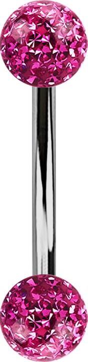Actual product image Star Piercing Banane silber mit zwei Kristallkugeln pink Epoxy Schutzschicht (without brass, Titanium G23)
