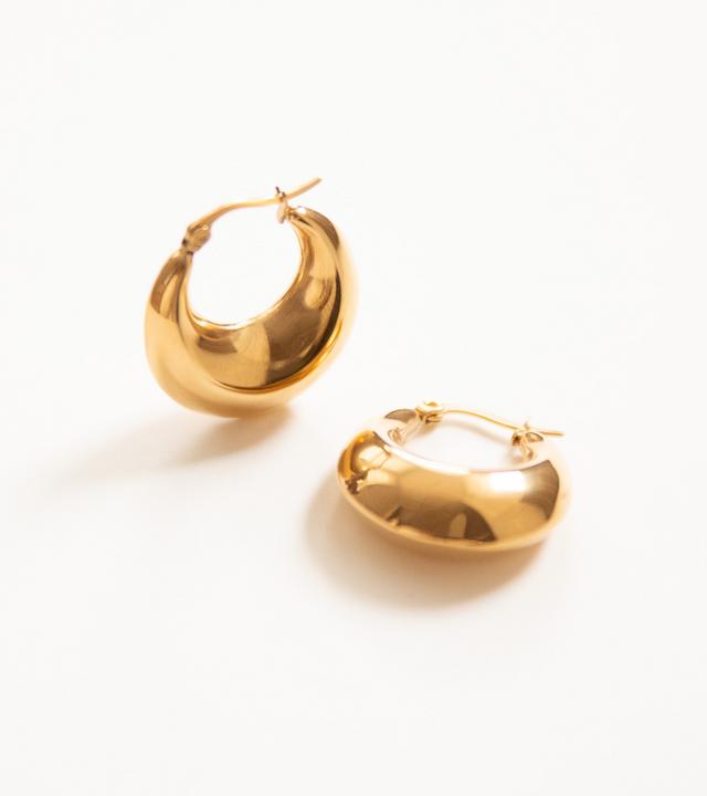 Image du produit Tara Style Bottega Hoop - Créoles (waterproof) (Acier inoxydable 18k plaqué or, 100% résistant à l'eau)