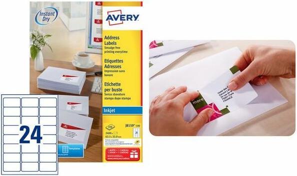 Image du produit Avery Dennison Etiquette d'adresse jet d'encre, 63,5 x 38,1 mm, blanc
