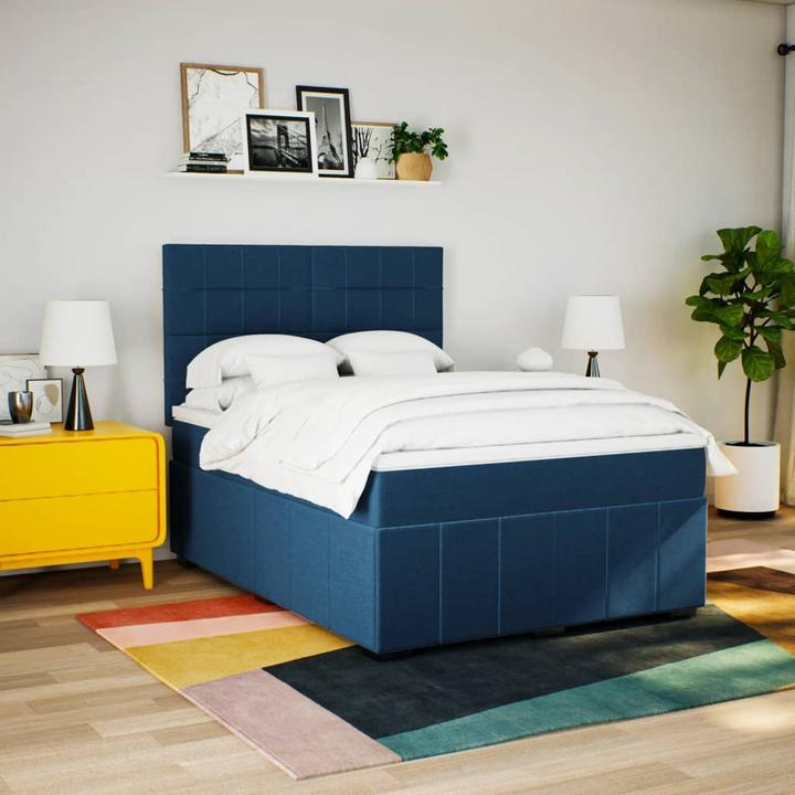 Image du produit VidaXL Lit Boxspring avec matelas Lit double Lit rembourré bleu 140x200cm (140 x 200, 140 x 200)