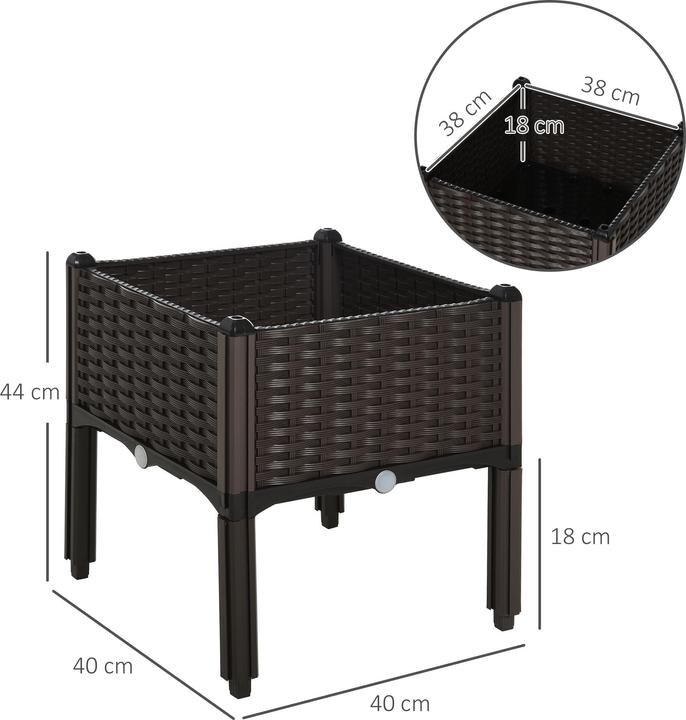 Produktbild Outsunny 2-teiliges Hochbeet in Rattan-Optik