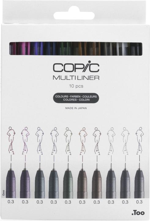 Actual product image Copic Multiliner colour set, 0.3mm, 10 pieces (Olive, Lavender, Sepia, Black, Warm grey, Cool Gray, Pink, Brown, Wine, Cobalt, 10 x)