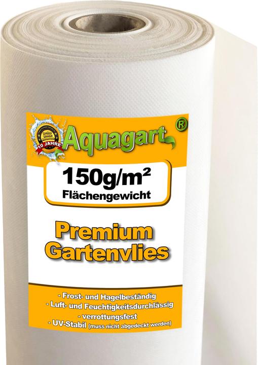Produktbild Aquagart 80m² Gartenvlies Unkrautvlies Unkrautfolie Mulchvlies 150g/m² weiss 2m breit