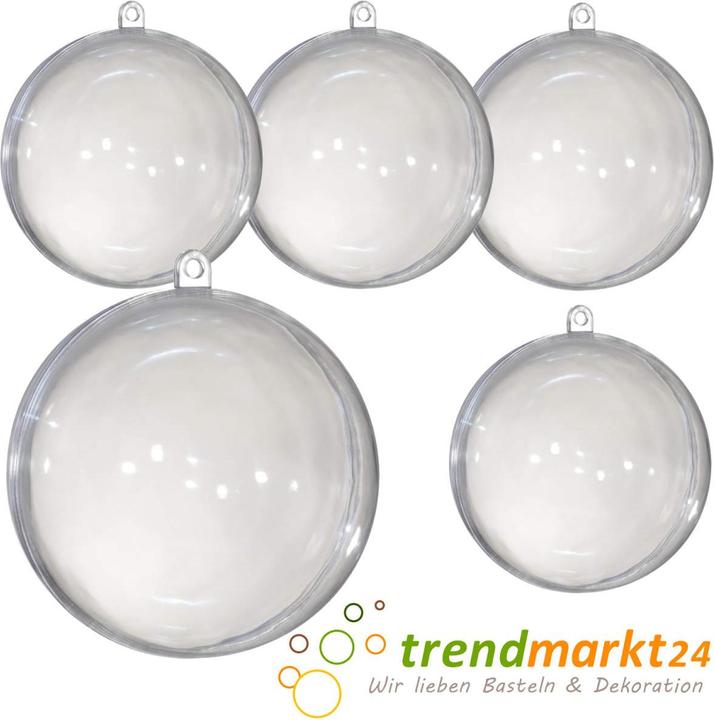 Produktbild trendmarkt24 Kunststoffkugel transparent zerlegbar 12cm, 5 Stück Acrylkugeln (5 -teilig)