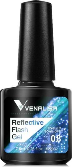 Venalisa Gellack Reflective Neon Disco Gel BD08 (Blau Glitzer, Gel-Effekt Nagellack)
