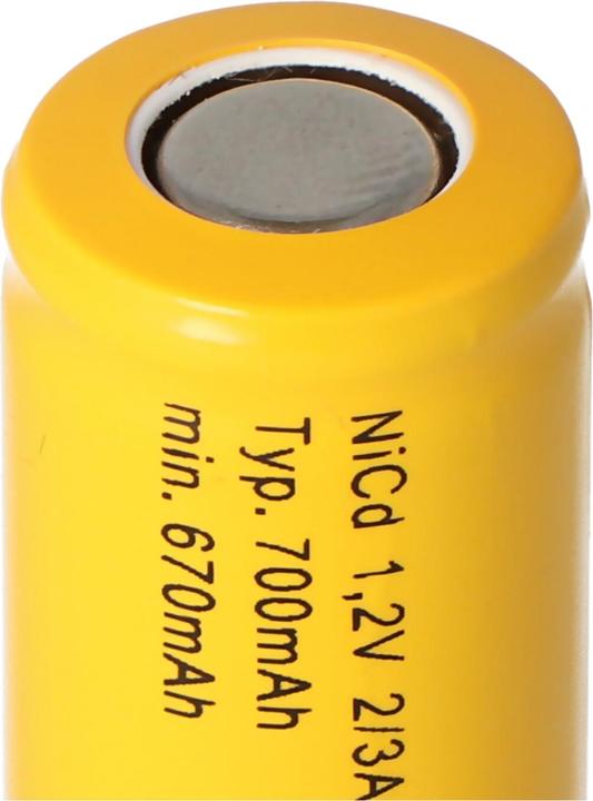 Actual product image AccuCell 2/3 A Cadnica NICD Akku Flattop ohne Lötfahne (2/3 A, 700 mAh)
