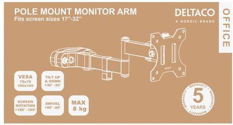 Produktbild Deltaco ARM-0305 monitor mount / stand (32") Screws (Stange, 32", 8 kg)