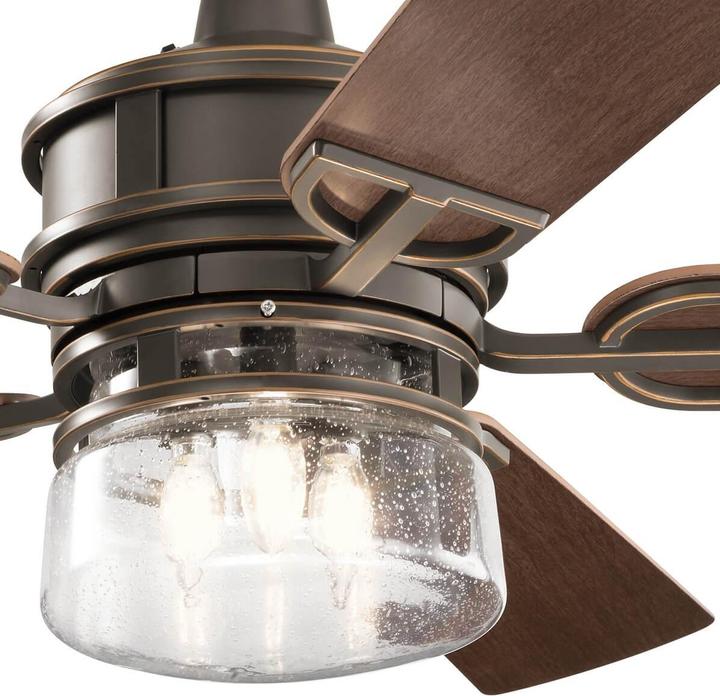 Produktbild Elstead Lighting Lyndon Patio leiser Deckenventilator mit 3x E27 Fassung Ø132cm + Fernbedienung (38 dB)