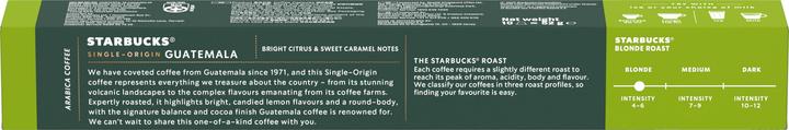 Nährwerte und Zutaten Starbucks Single-Origin Guatemala by Nespresso Blonde Roast Kaffee (10 x Port.)