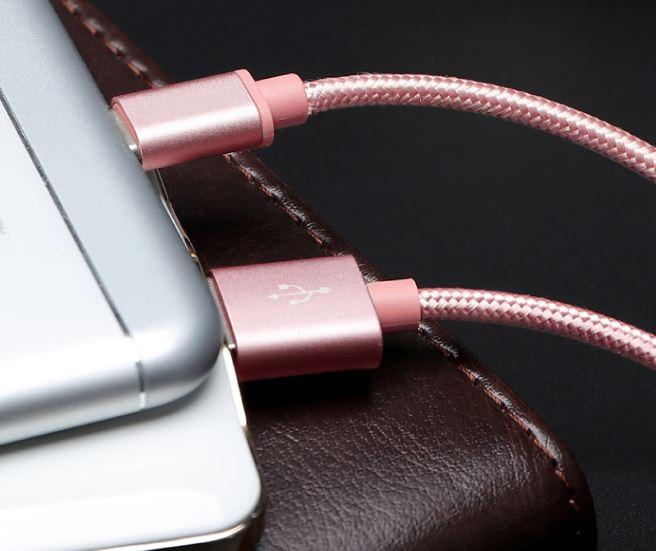 Actual product image Hermex Anki Micro USB Metal Charging Cable Fabric Data Cable 1m ROSÉGOLD (1 m)