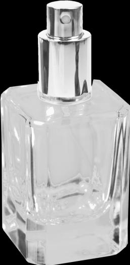 Actual product image Flacon, square, with atomiser pump + silver cap, for 50 ml (50 ml)