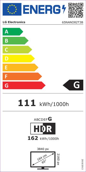 Energie-Label LG 65NANO82T3B (65", NANO82, Nano-Cell, 4K)