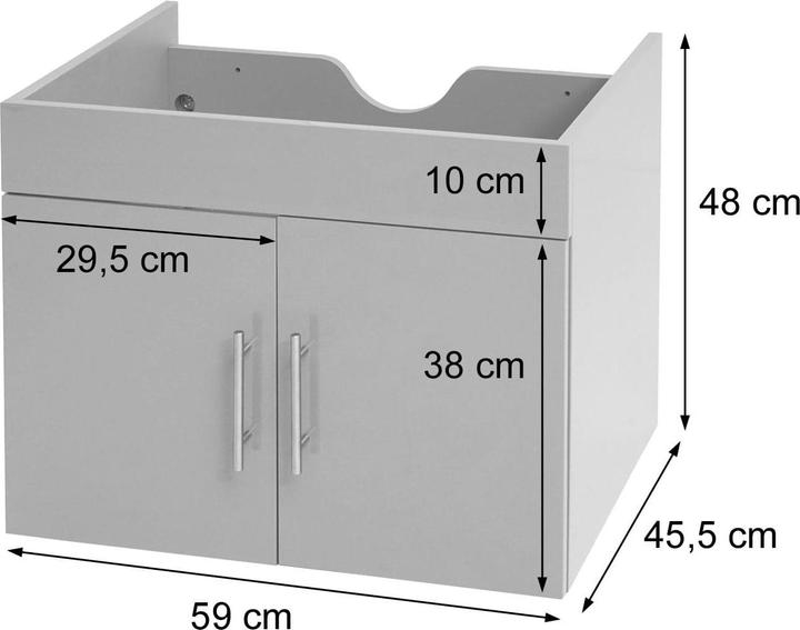 Immagine prodotto Mendler Mobiletto per lavabo, mobile base per lavabo Mobili da bagno, bianco lucido 60 cm (60 x 46 x 48 cm)