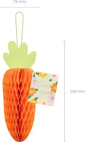 Partydeco Paper decoration honeycomb Carrot, orange, 20 cm (1 pkt / 1 pc.) (1 x, 20 x 7 cm)