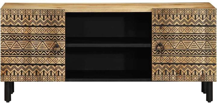 Produktbild VidaXL TV Schrank Lowboard Fernsehschrank Fernsehtisch Schwarz Raues Mangoholz (105 x 33.5 x 46 cm)
