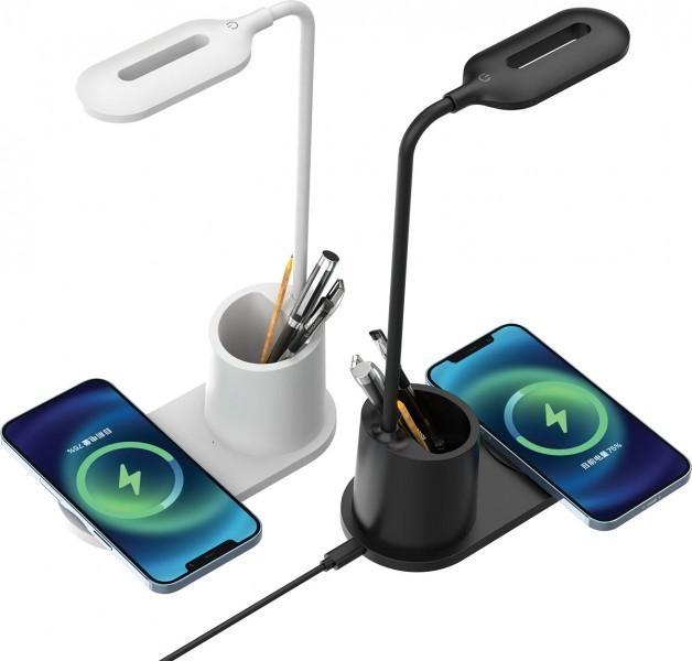 Produktbild Rebeltec Led-Lampe mit drahtlosem Induktionsladegerät QI W600 10W High speed schwarz (250 lm)
