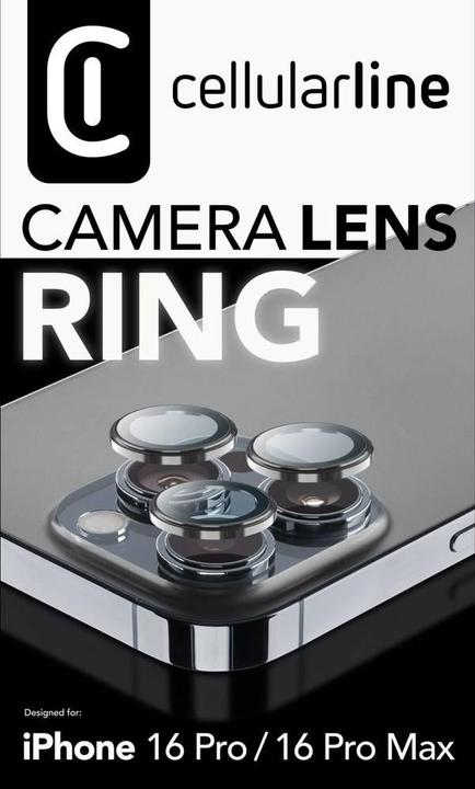 Actual product image Cellularline Camera Lens Ring - iPhone 16 Pro / 16 Pro Max Tempered glass for camera protection (1 Piece, Apple iPhone 16 Pro Max, Apple iPhone 16 Pro)