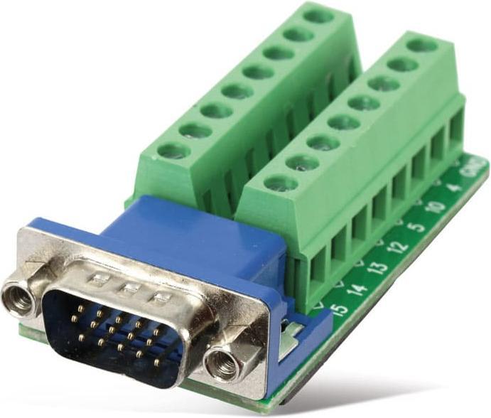 Actual product image Eneroid Sub-D adapter, 15-pin, plug, 3-row / screw terminals