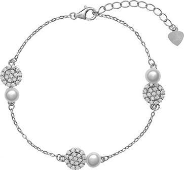 Again Jewelry Silver bracelet with zircons and pearls AJNR0011