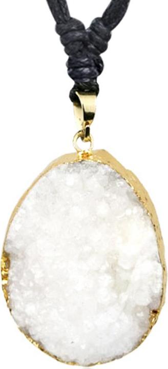 Image du produit Star Piercing Collier noir pendentif composé de quartz Druzy pierre d'agate (Laiton, Minéral)