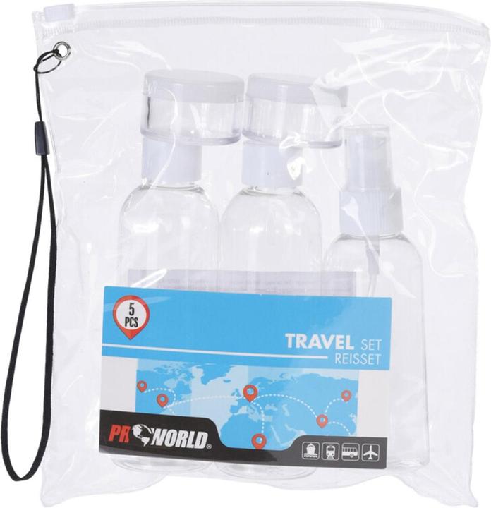 Immagine prodotto ProWorld Set di bottiglie da viaggio per bagaglio a mano, 5 pezzi (Imbottitura aggiuntiva)