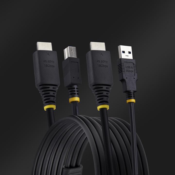 Produktbild StarTech .com HU12210-KVM-CABLE, 3,1 m, USB, USB, HDMI, Schwarz, HDMI + USB 3.2 Gen 1 Type-A